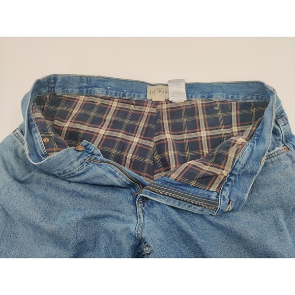 Red Head Mens 40x30 Jeans Blue Denim Flannel Lined Workwear Rugged - Picture 10 of 15
